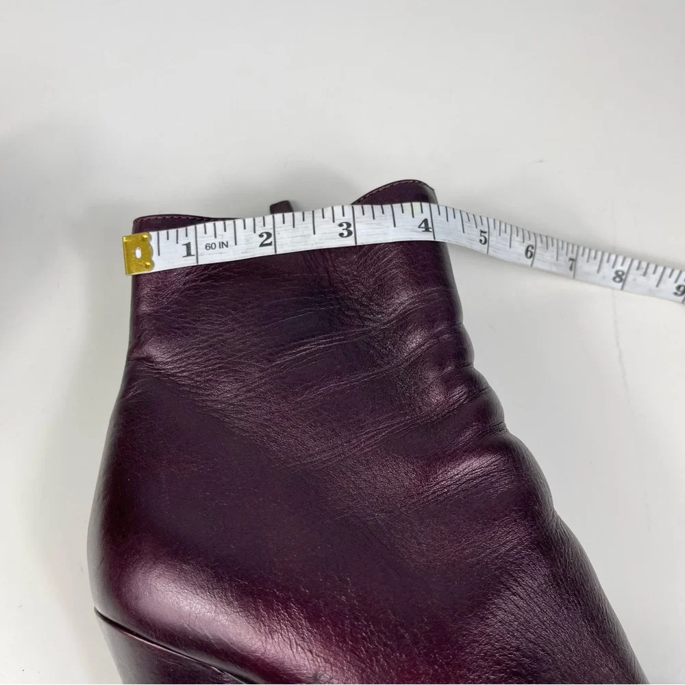 PRADA Women’s Plum Metallic Bronzed High Heel Side Zip Ankle Boots Booties 39.5 - Picture 15 of 16